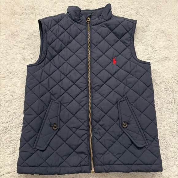 Polo Ralph Lauren Other - Polo Ralph Lauren Boys Navy Blue Diamond Quilted Vest‎ Sz 5 Preppy Classic